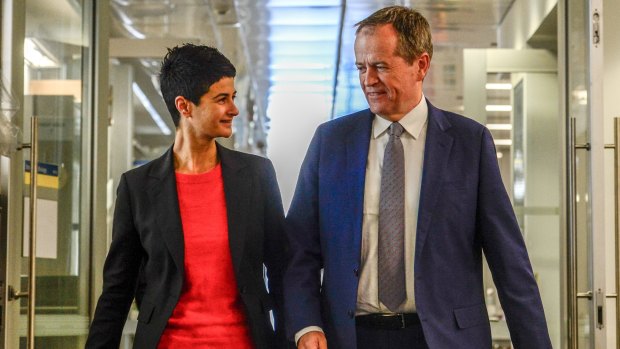 Opposition Leader Bill Shorten with Labor's candidate for Melbourne, Sophie Ismail.