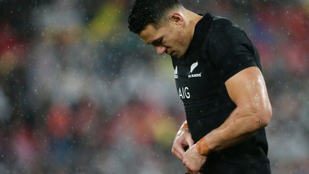 Sent packing: Sonny Bill Williams leaves the field against the Lions after being shown a red card.