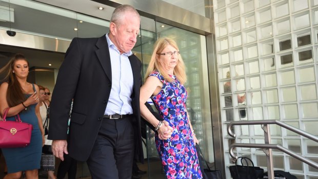 Inquest continues: Matthew Leveson's parents Faye and Mark leave the Glebe Coroner's Court in December last year.