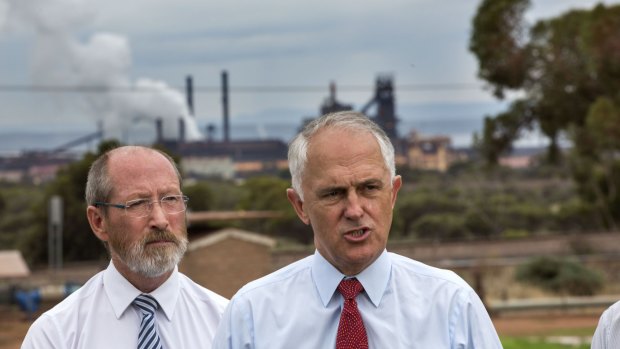 Prime Minister Malcolm Turnbull visits the Arrium steelworks in Whyalla.