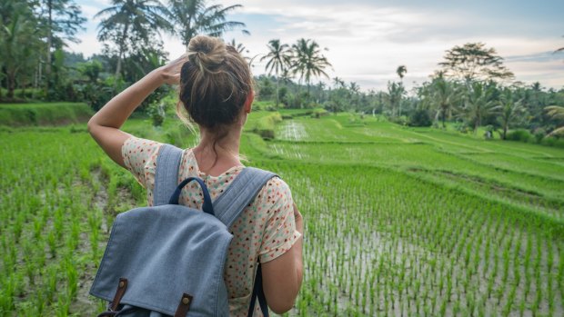 A backpacker in Bali.