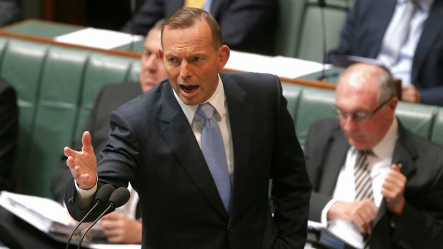 Prime Minister Tony Abbott during question time on Monday.