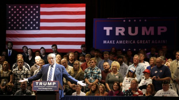 Republican presidential candidate Donald Trump let loose with a 90-minute rant during a rally at Iowa Central Community College on Thursday.