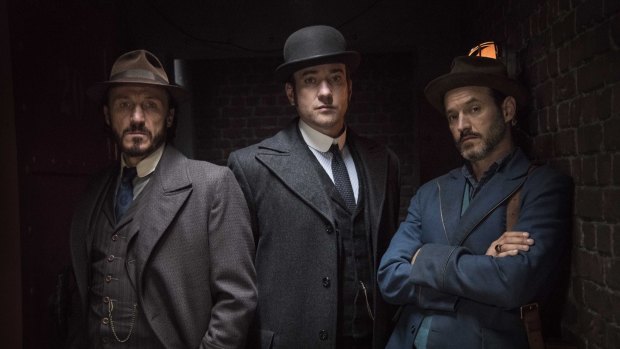 Bennet Drake (Jerome Flynn), Edmund Reid (Matthew Macfadyen) and Homer Jackson (Adam Rotherberg) on <i>Ripper Street</i>.