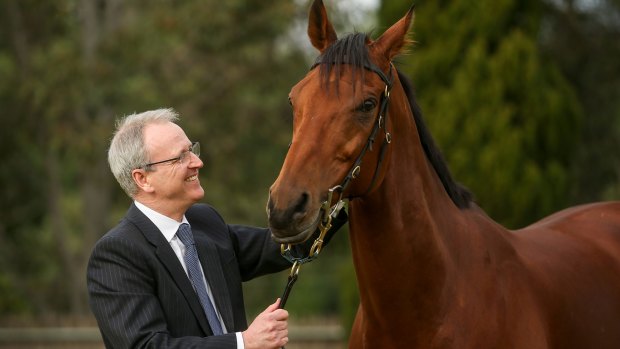Tabcorp managing director and chief executive officer David Attenborough with racehorse Extra Zero.