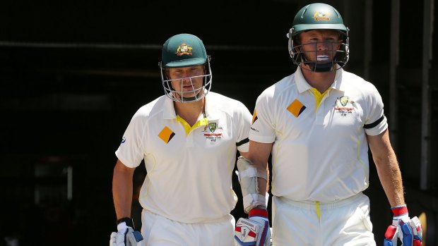 Strong stand: Shane Watson and Chris Rogers shared a partnership of 115 for the first wicket.