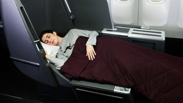 Qantas 747-400 business class: A fully-flat bed makes all the difference.