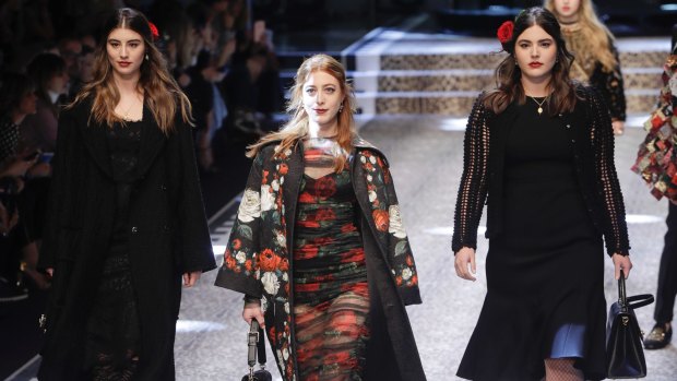 From left, Dominik, Daniella and Alessandra Garcia-Lorido, daughters of actor Andy Garcia, wear creations for Dolce&Gabbana.