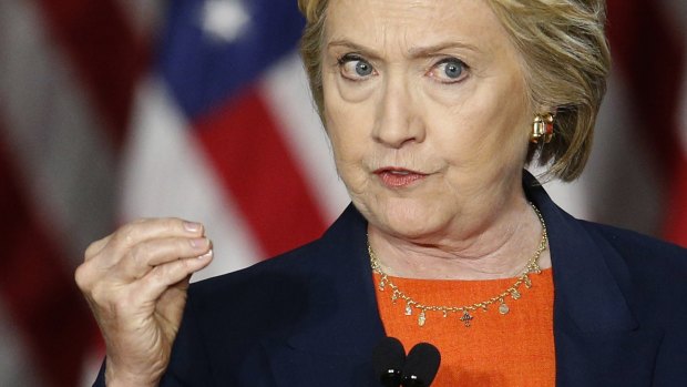 Aggressive: Hillary Clinton criticises Donald Trump at an address on national security.