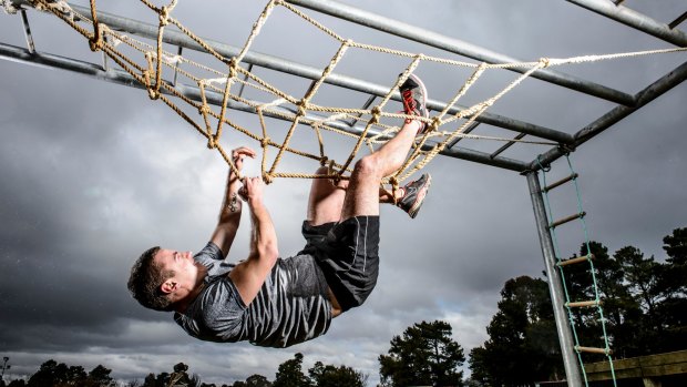 Caden Helmers tried the Ninja Warrior course under the guidance of Canberra's own ninja warrior Lee Campbell. 