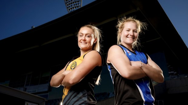 Queanbeyan Tigers' Ella Ross and Gungahlin Jets' Britt Tully were GWS teammates in the AFLW, but will face each other in the AFL Canberra women's grand final.