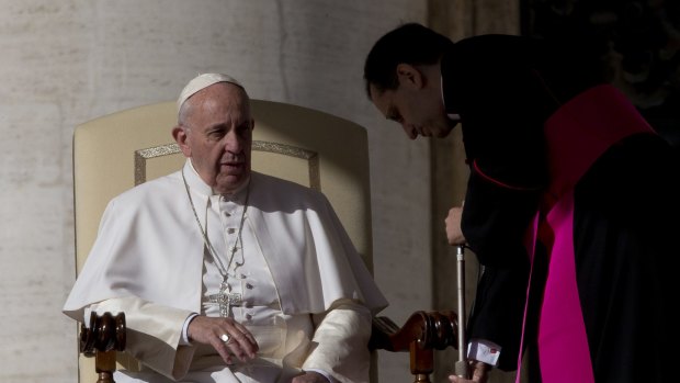 Pope Francis at his weekly general audience in St Peter's Square on Wednesday.