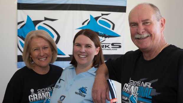 Melanie Lincoln with her parents Steve and Marie at their home in Yarrawarrah.