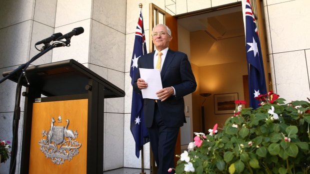 Prime Minister Malcolm Turnbull at his press conference on Monday.