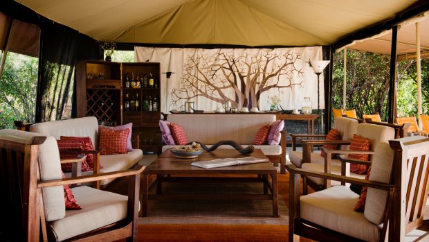 Kwihala camp lounge tent.