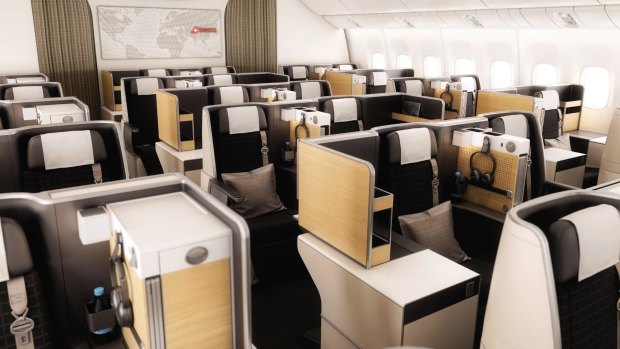 There are 62 business class and eight first class seats on board the Swiss Boeing 777.