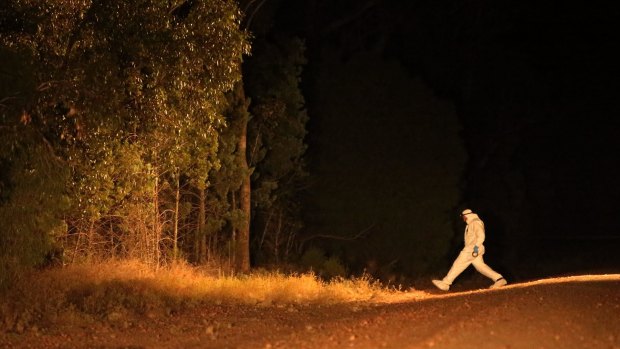 Into the darkness: Officers work through the early hours of the morning to retrieve what is believed to be Stephanie Scott's body.