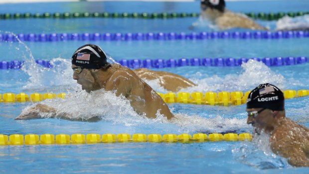 Phelps races against Ryan Lochte. 