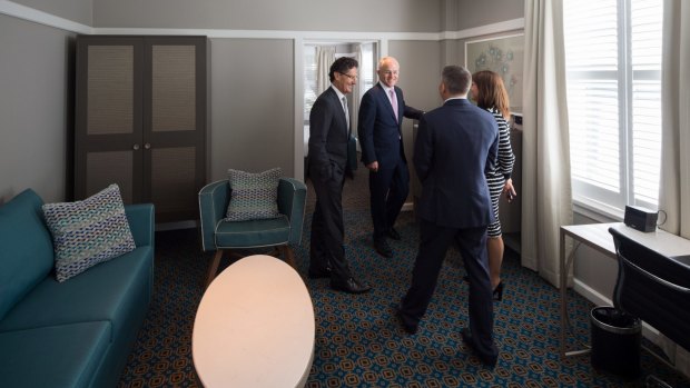 Malcolm Turnbull in his suite at Hotel Kurrajong.