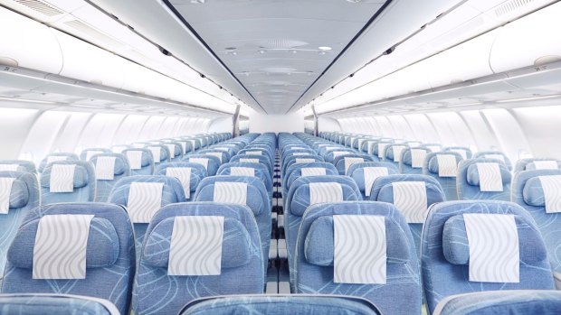 The Finnair Airbus A330-300 economy cabin.