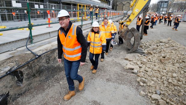 Premier Daniel Andrews toured City Square as a consortium led by Lendlease won the bidding process to build the Metro Rail tunnel and five stations.