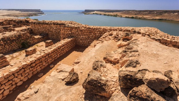 Sumhuram. These days this coastal citadel is just a tumbledown ruin, where the foundations of an ancient city strain to peer at the ocean.