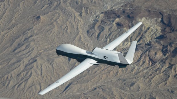 A US drone patrols the skies.