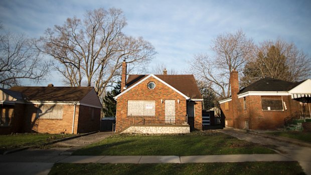 Boarded-up houses in the Sandwich neighbourhood of Windsor, Ontario.