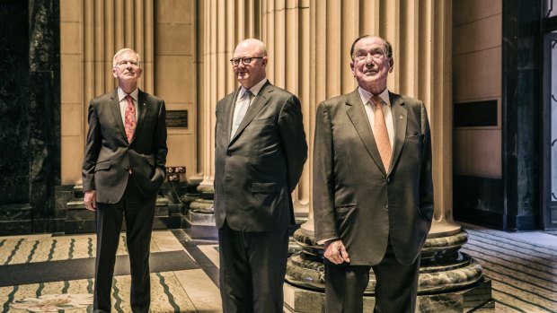 Well read: John B. Fairfax (left), State Library Foundation chairman Kim Williams and Michael Crouch. Fairfax and Crouch are two of the donors who have pledged $15 million towards a makeover of the State Library of NSW.