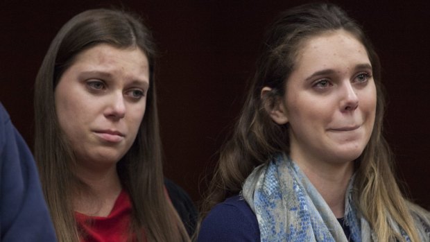 Sisters Lauren Margraves (left) and Madison Rae Margraves (right) had earlier given victim impact statements during the third and final sentencing hearing for sexual abuse charges.
