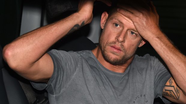 Mick Fanning at Sydney airport days after the shark attack at Jeffreys Bay, South Africa.