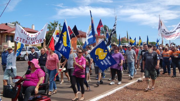 About 500 community members have joined together to rally for the future of the steel industry in Whyalla.