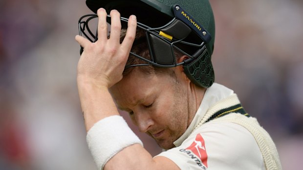 Under pressure: Aussie skipper Michael Clarke has had a poor Ashes series so far.