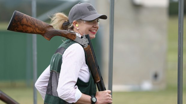 Nationals senator Bridget McKenzie from the Parliamentary Friends of Shooting group at the Canberra International Clay Target Club in 2015. 