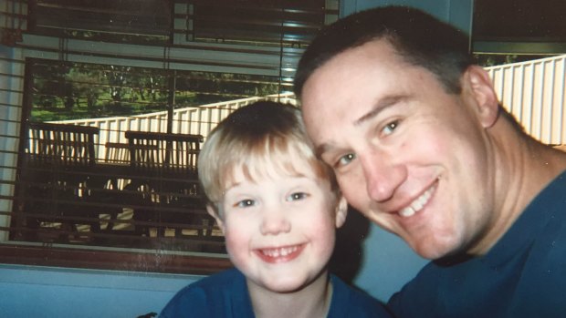 A young Josh Schache with his father, Laurence
