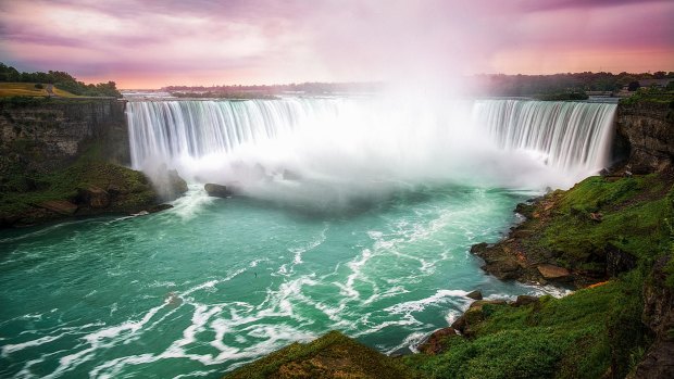 Niagara Falls at sunset.