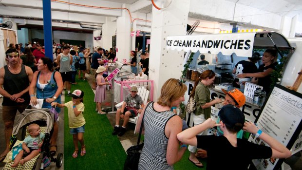 Some of the 5600 people who managed to snag tickets to Brisbane's first ice-cream festival.