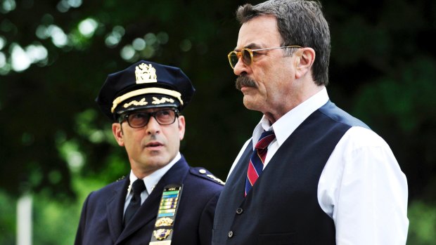 Tom Selleck (right) as Frank Reagan in <i>Blue Bloods</i>.
