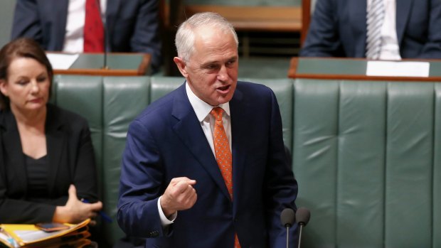 Prime Minister Malcolm Turnbull during the second reading of the plebiscite bill.