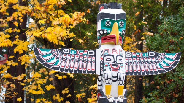Totem poles at Stanley Park, British Columbia, Canada.