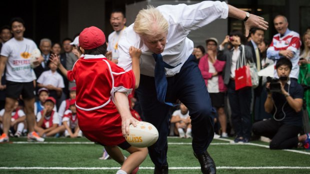 When Johnson cleaned up a child as part of a charity rugby game.