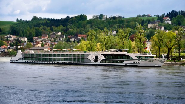 MS Savor cruises through the Bavarian town of Passau in  Germany.