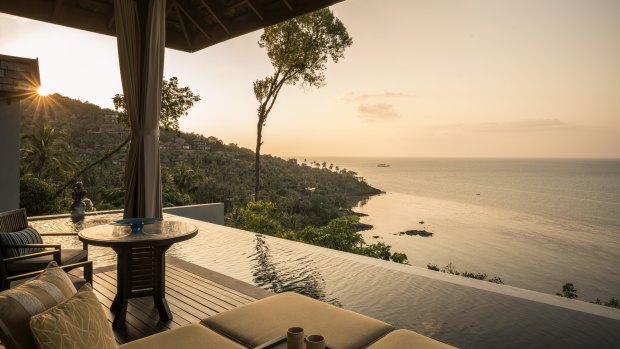 The resort features a main infinity pool, as well as private pools in every villa.