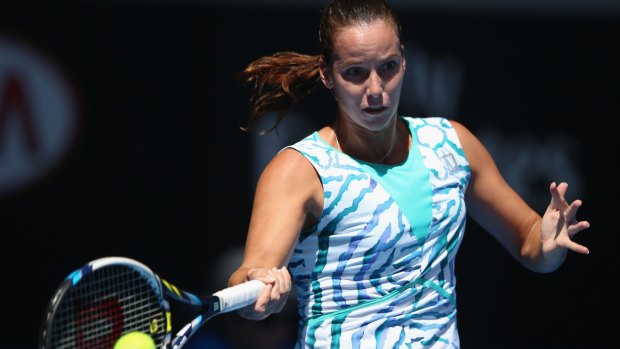 Jarmila Gajdosova powers a forehand on day one.