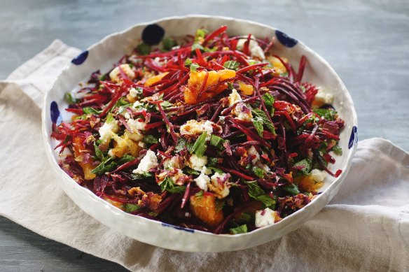 Beetroot salad with a perfumed dressing.