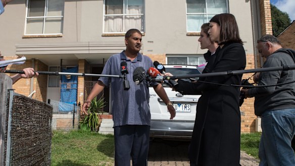 Sanaya Sahib's mother's  uncle, Habib Ali , speaks to media on Monday.