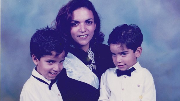 Anne Aly with her sons Adam (left) and Karim (right) at her graduation for her masters in 1995.