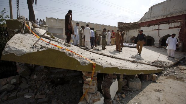 The site of suicide bombing, north-west of the Pakistani capital, on Sunday.