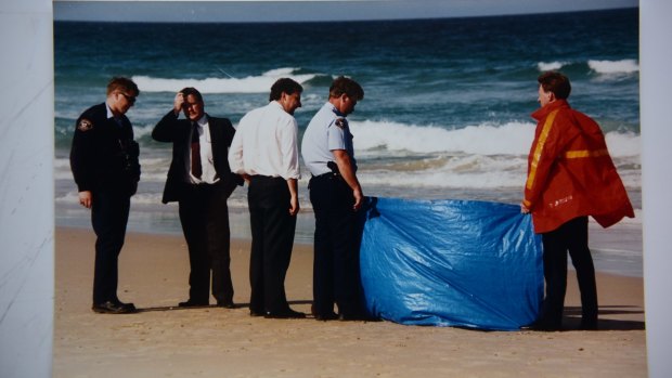 Police investigate the brutal East Coast murder, from left, Constable Fergus Cameron, Detective Sergeant Phil Gregory, Detective Constable Rob Reardon, Constable Leigh Casboult and Constable Charles Stingel.