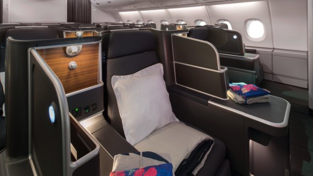 The revamped A380 business class offers direct-aisle access for all passengers.